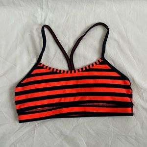Lululemon Flow Y Bra Navy & Orange Stripe- Size 6